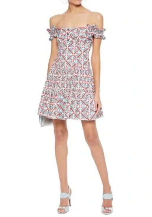 Caroline Constas Dresses & Skirts - Caroline Constas Maria Square Neck Tiered Ruffle Off Shoulder Mini Dress Resort